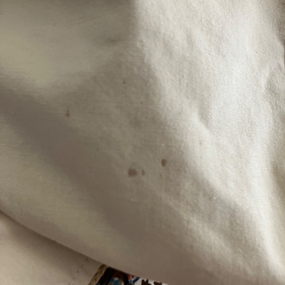 Vintage 70s Japanese Floral Patchwork Ivory Hooded Cotton Canvas Coat S/M - Picture 7 of 10